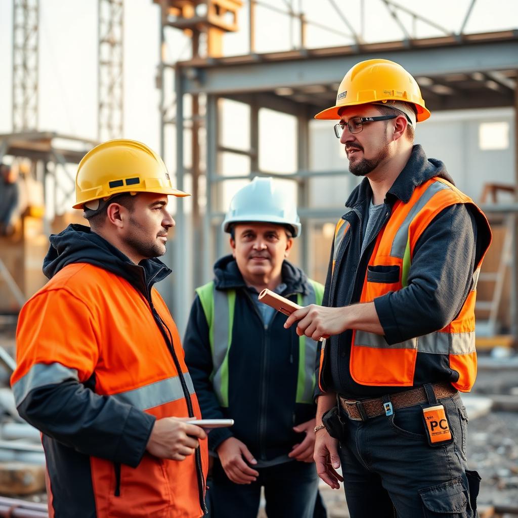 Apprentice learning from senior tradesperson on site